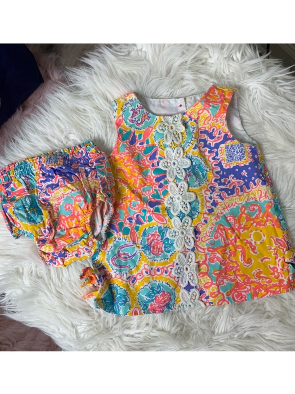 Lilly Pulitzer Written in the Sun Baby Dress with Bloomers Size 3-6M